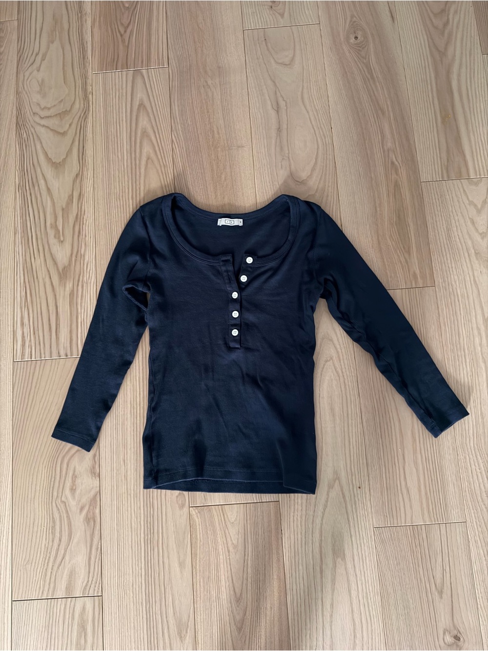 AYR Black Long Sleeve Henley Top